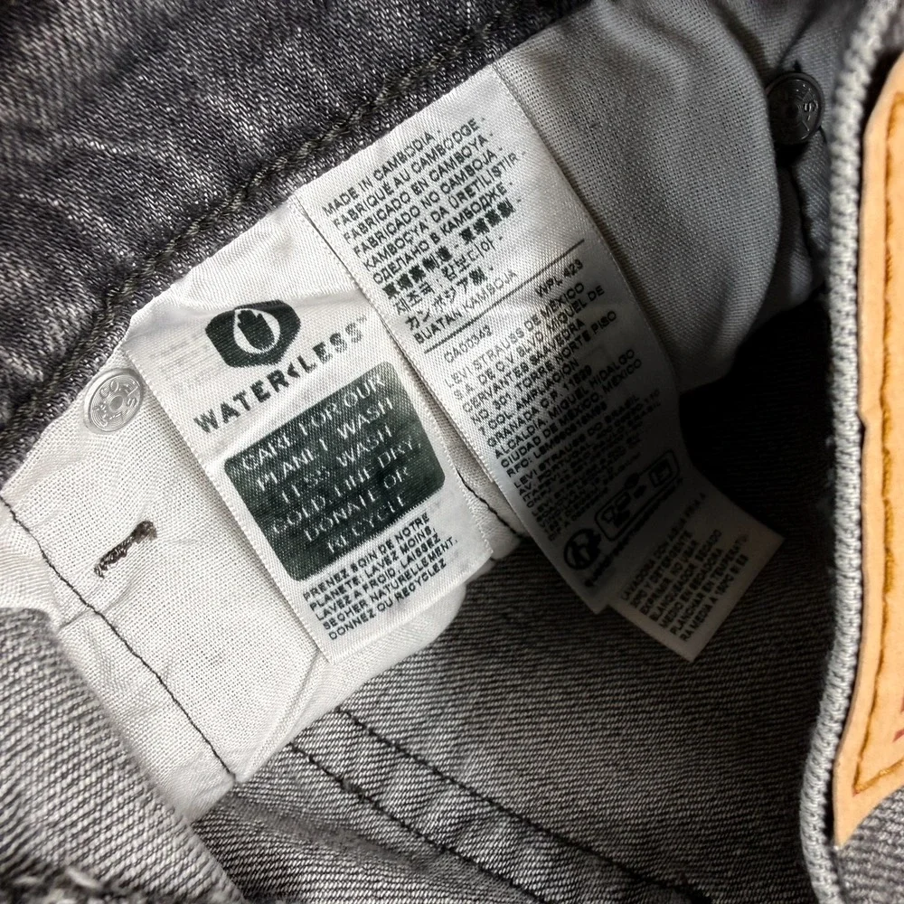 Levi's 501 Mens Relaxed Straight Jeans Charcoal Gray Classic Button Fly 29x28